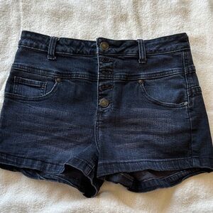 Delias Saylor Dark Blue Button-Front Denim Shorts Vintage Y2K style Size 7/8